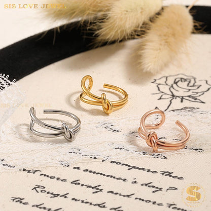 Simple Gold Plated Love Knot Ring R056