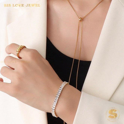 Zirconia Adjustable Chain Bracelet B036