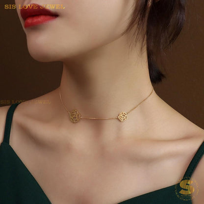 Rose Flower Choker Chain Necklace N142