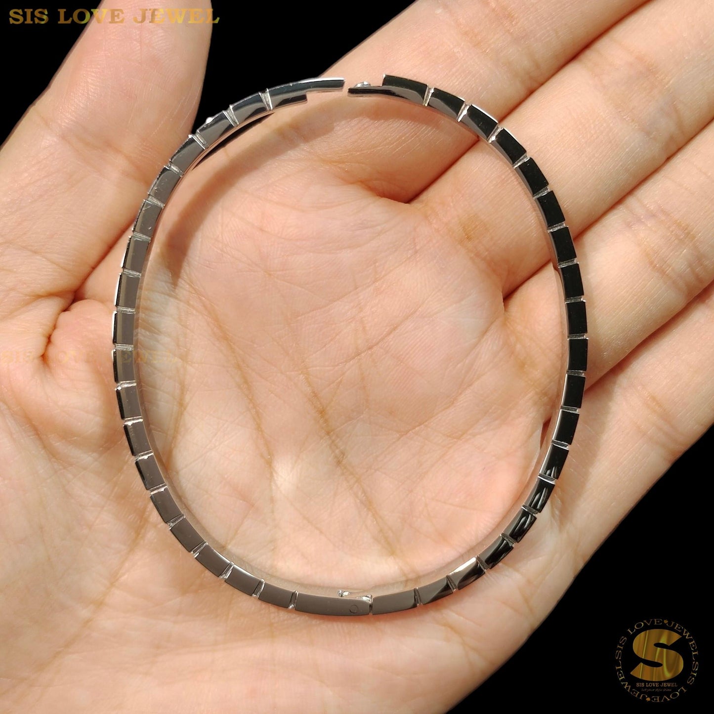 Silver Color Cubic Zirconia Full Diamond Bangle H033