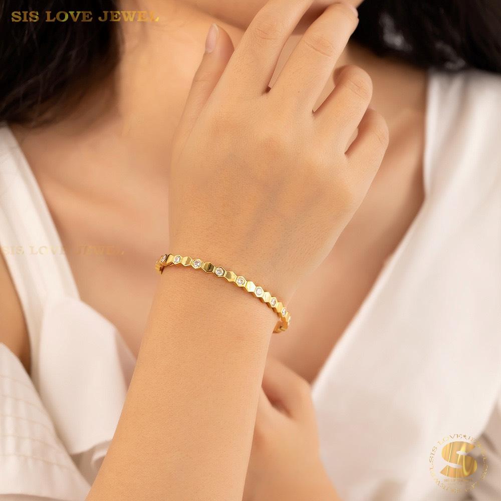 Zirconia Honey Bangle H028 Gold