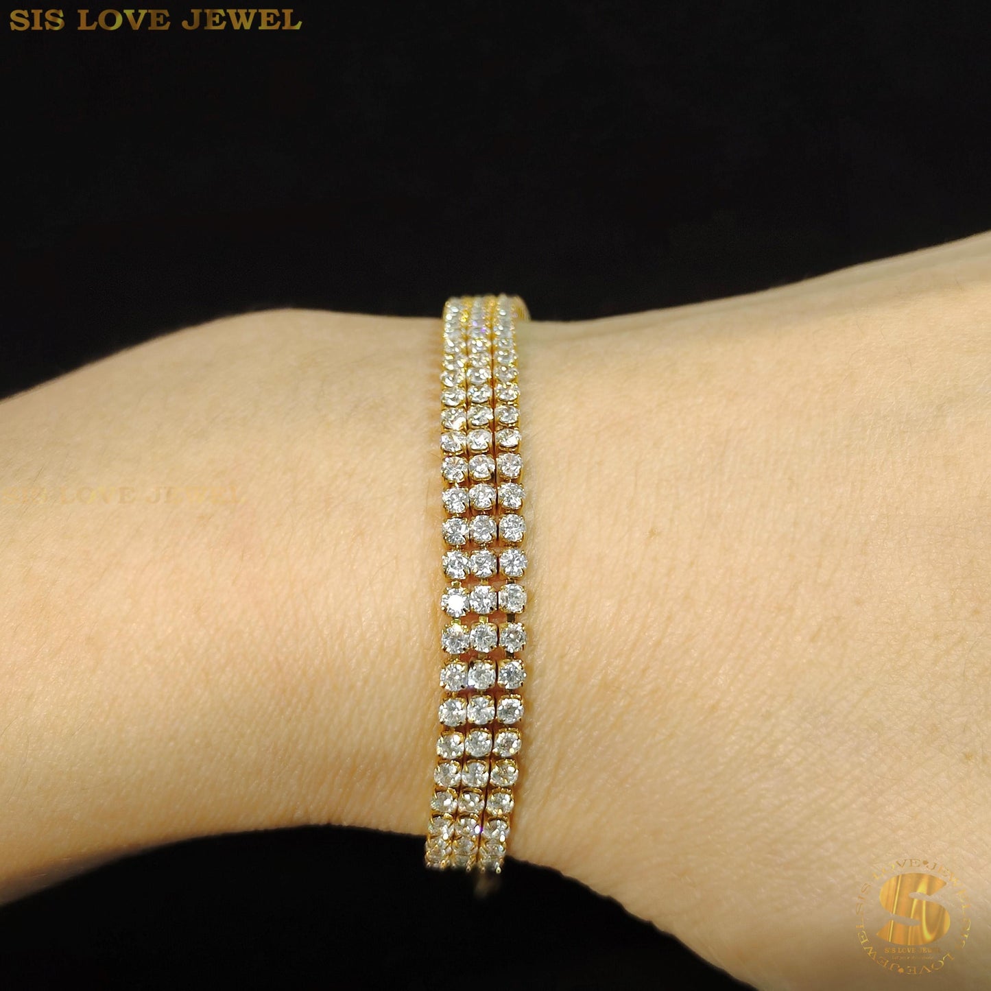 White Cubic Zirconia 3 Layers Bracelet B146