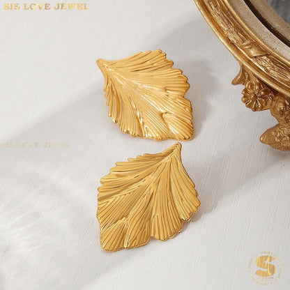 Dainty Leaf Hoop Earrings S029