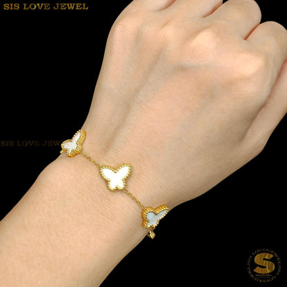 Double Sides White Shell Butterfly Bracelet B159