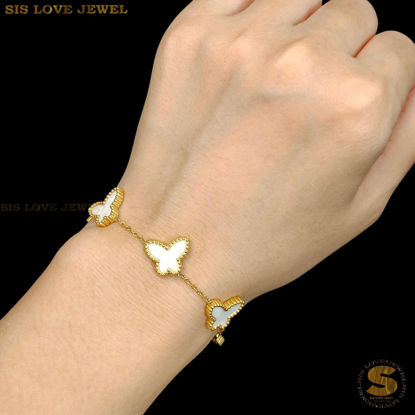 White Butterfly Bracelet B159 White