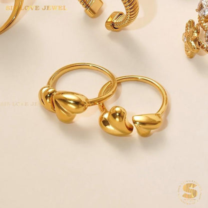 Sweet 18K Gold Double Love Ring R142