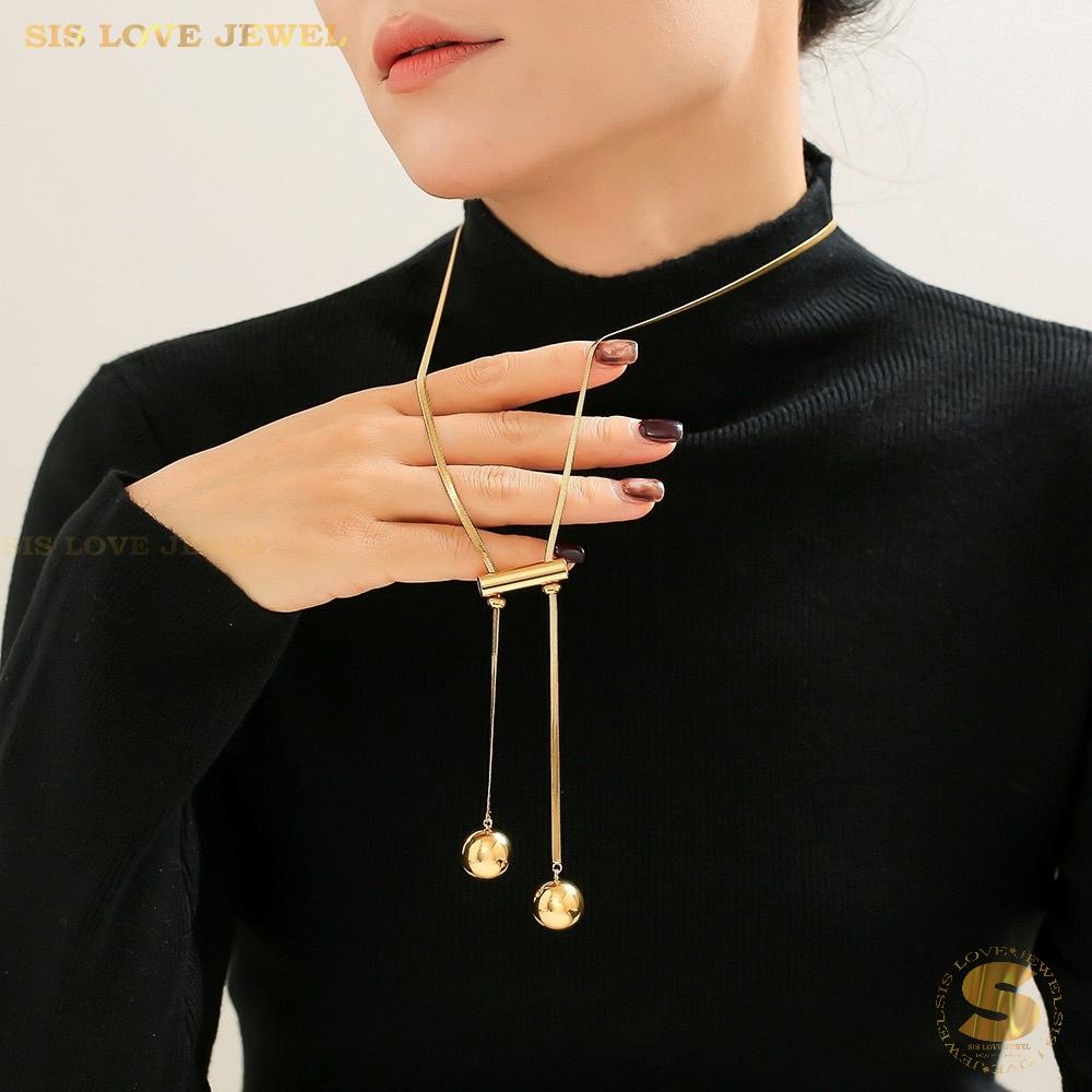 Boba Pendant Snake Chain Long Necklace N130