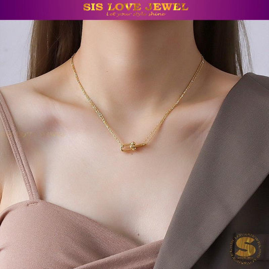 Golden Link Charm Necklaces N148