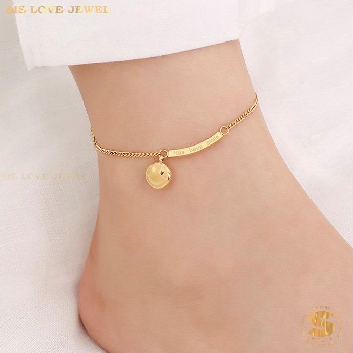 Smiley Face Gold Plated Anklet A025