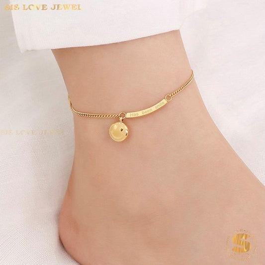 Smiley Face Gold Plated Anklet A025