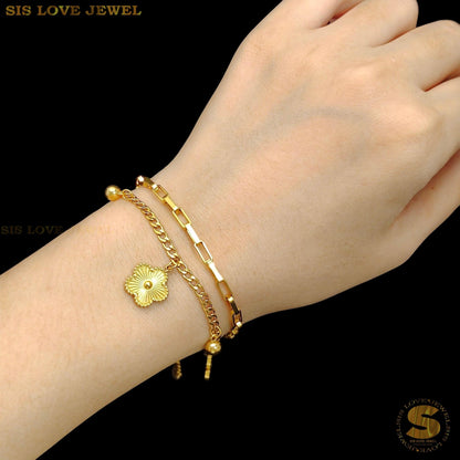 2-Layer Flower Chain Bracelet B213