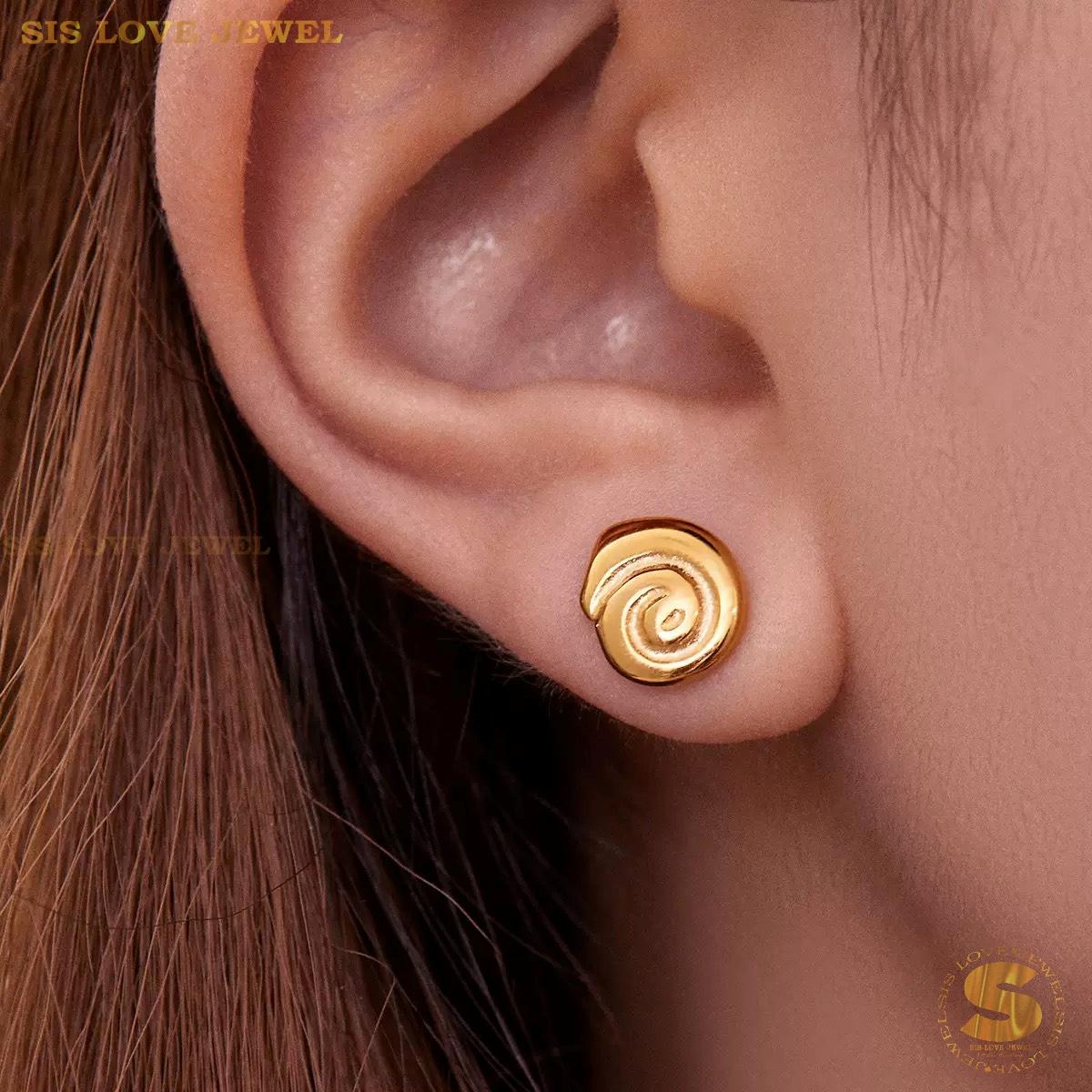 Vintage Spiral Gold Earrings S056