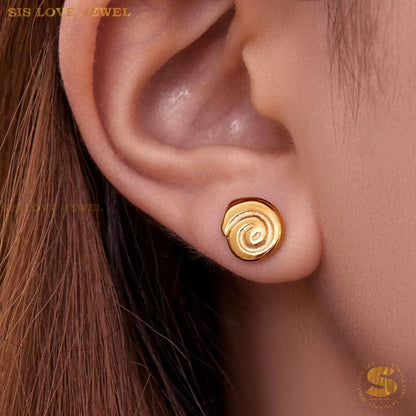 Vintage Spiral Gold Earrings S056