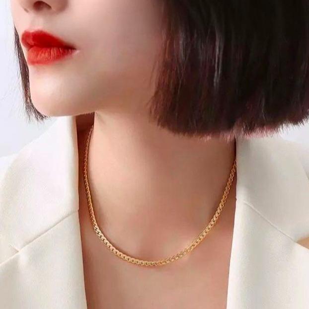 Thin Gold Cuban Chain Necklace N160