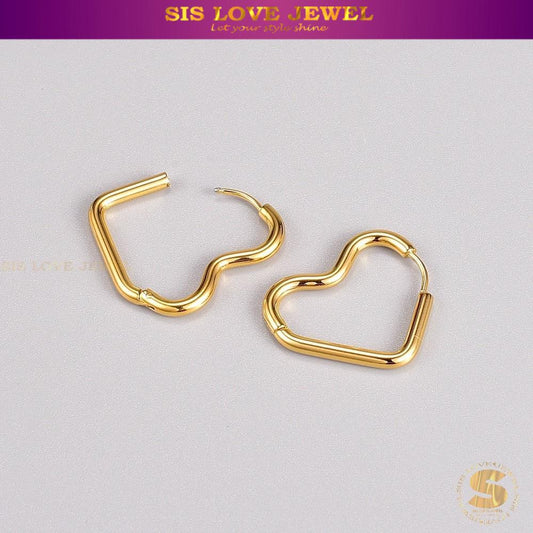 Minimalist Heart Hoop Earrings S011