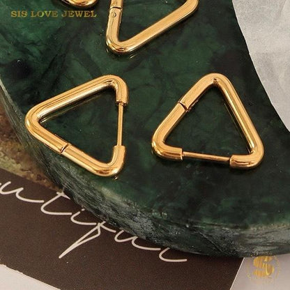 Geometric Triangle Hoop Earrings S057