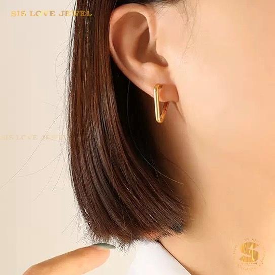 Geometric Triangle Hoop Earrings S057