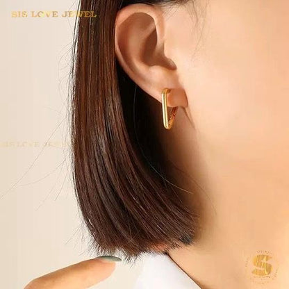 Geometric Triangle Hoop Earrings S057