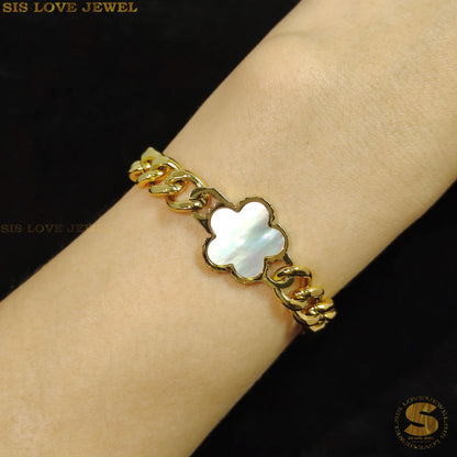 White Shell Flower Bracelet B134