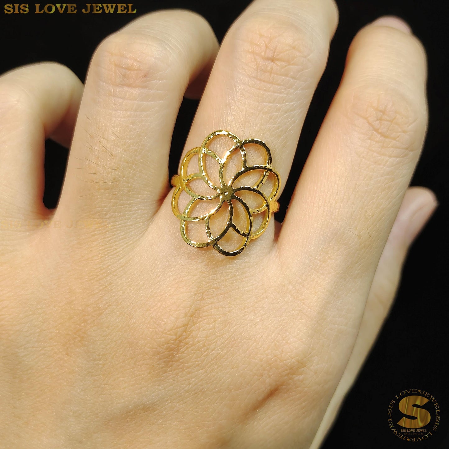 Big Flower Adjustable Ring R090