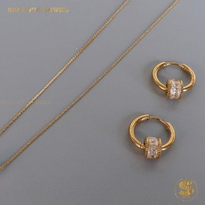 Dazzling Barrel Hoop Earrings S041