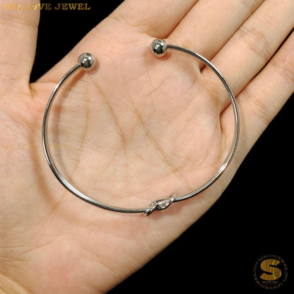 Silver Color Knot 2 Layers Adjustable Bangle H114