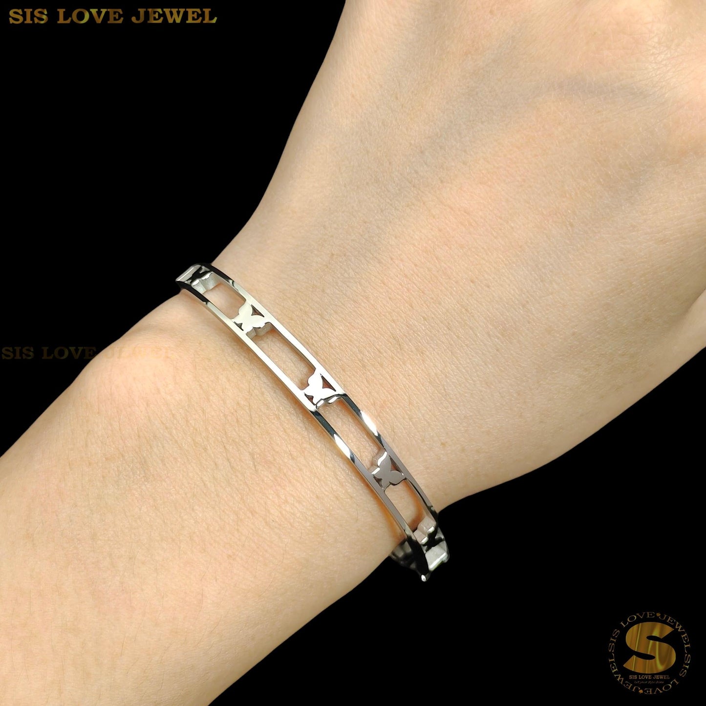 Silver Butterfly Bangle H193 Silver