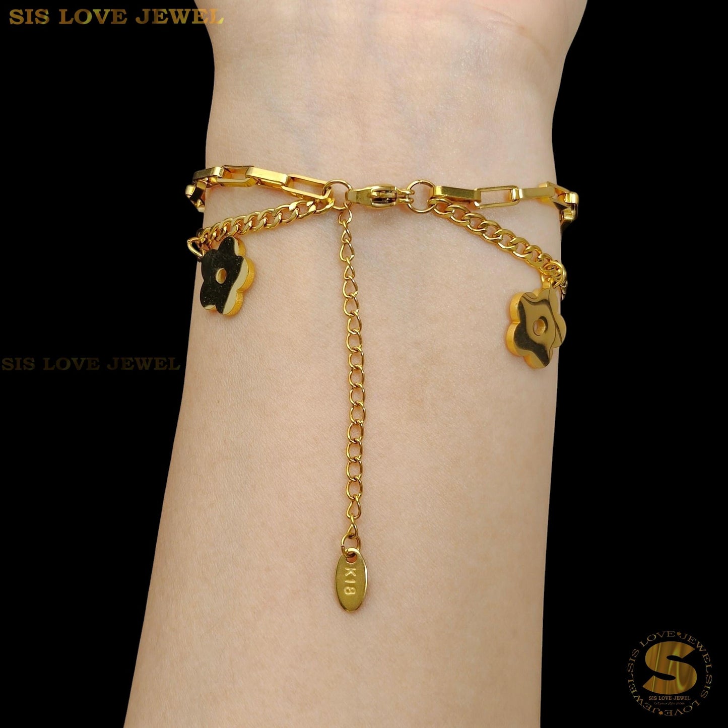 2-Layer Flower Chain Bracelet B213
