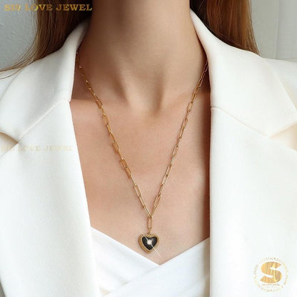 Stylish Paperclip Love Pendant Necklace N085