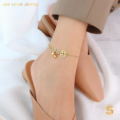 Money Coin & 2 Bells Anklet A038