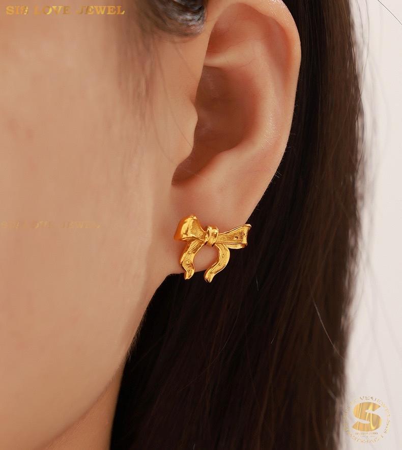 Dainty Ribbon Bow Studs S036