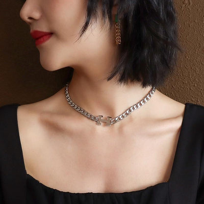 Initial H Chain Necklace & Bracelet Set H