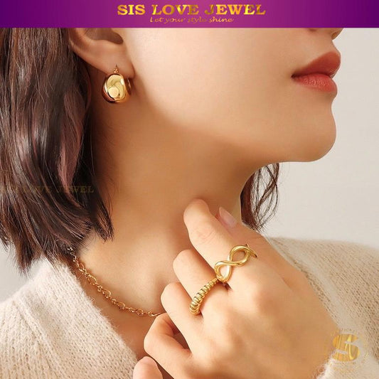 Polished Dome Hoop Earrings S010