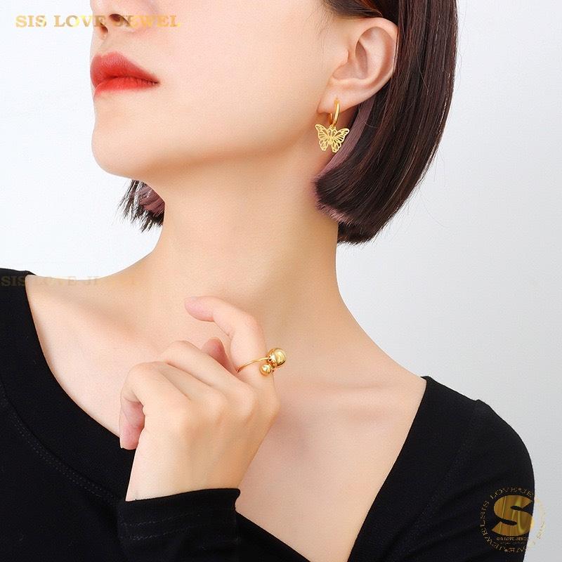Butterfly Dangle Hoop Earrings S044