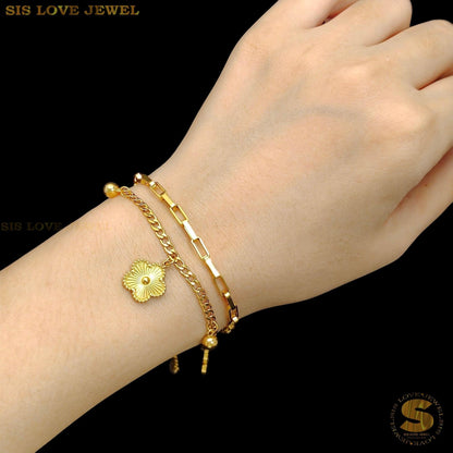 2 - Layer Flower Chain Bracelet B213