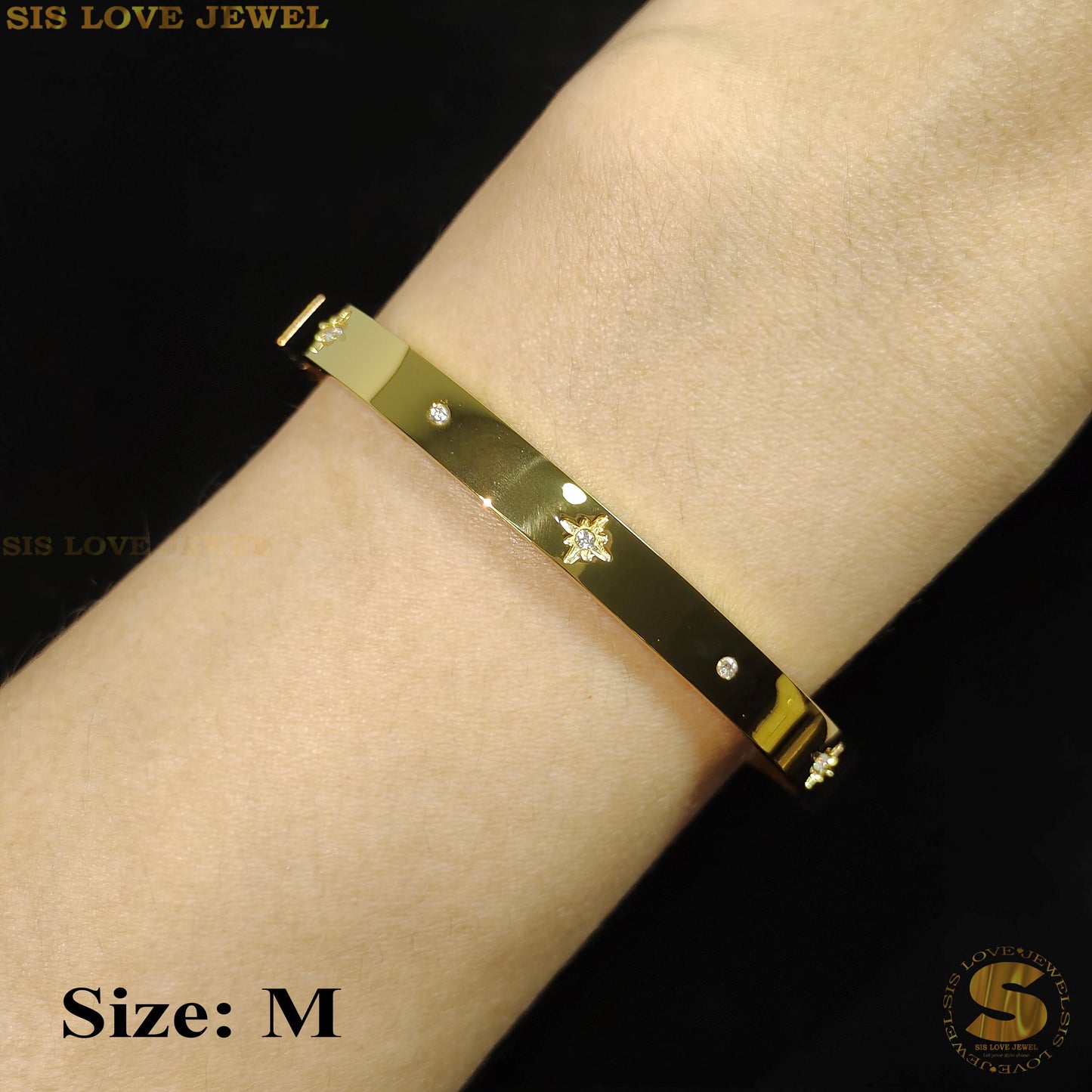 Star & Zirconia Oval Bangle H116 H117