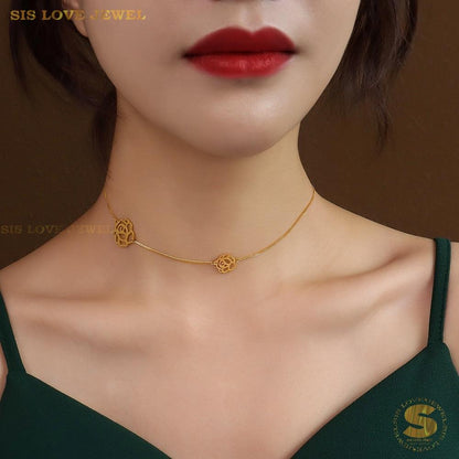 Rose Flower Choker Necklace N142