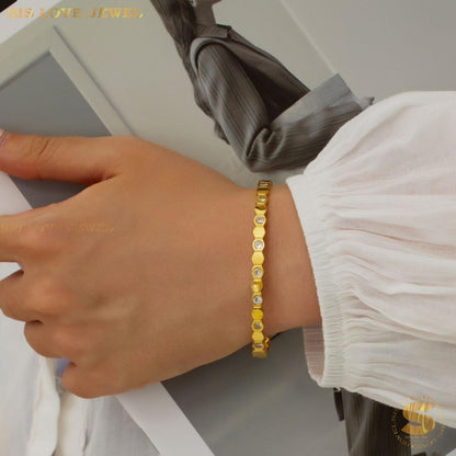 Zirconia Honey Bangle H028 Gold