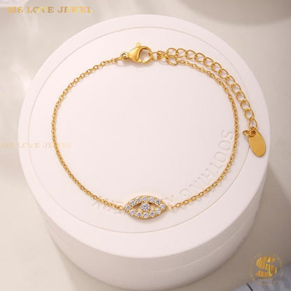 Zirconia Eye Necklace & Bracelet Set