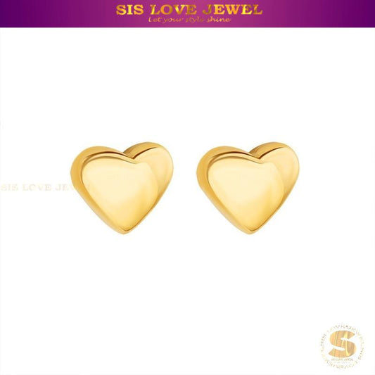Dainty Puffy Heart Studs S040