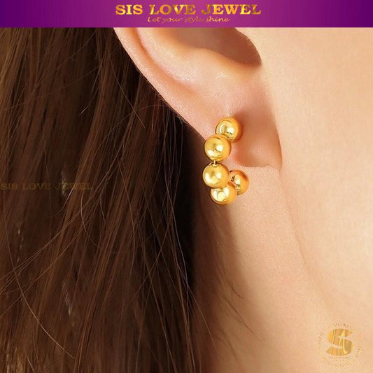 Minimalist C Shapel Halo Studs S024