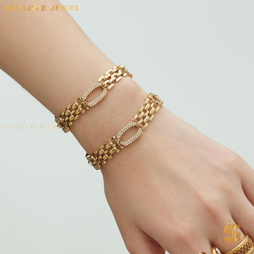 Zircon Rectangle Chunky Chain Bracelet B264
