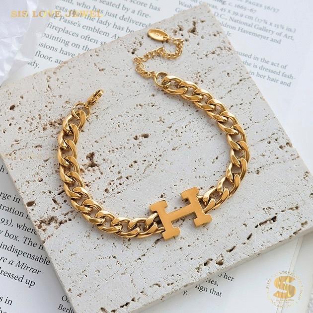 Initial H Chain Necklace & Bracelet Set H