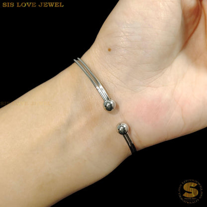 Knot 2-Layer Adjustable Silver Bangle H114 Silver