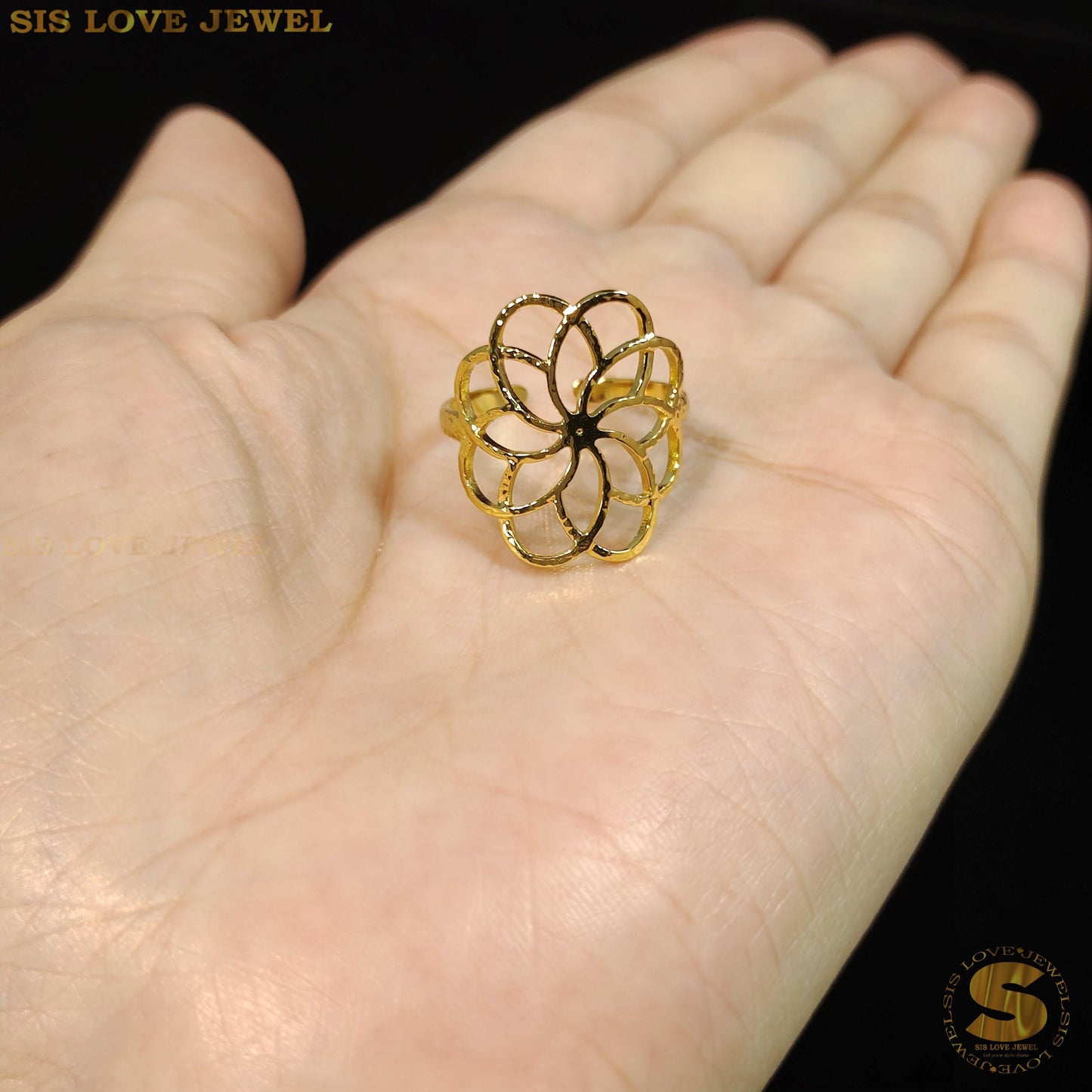 Big Flower Adjustable Ring R090