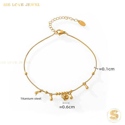 Beaded Dangle Charm Anklet A032