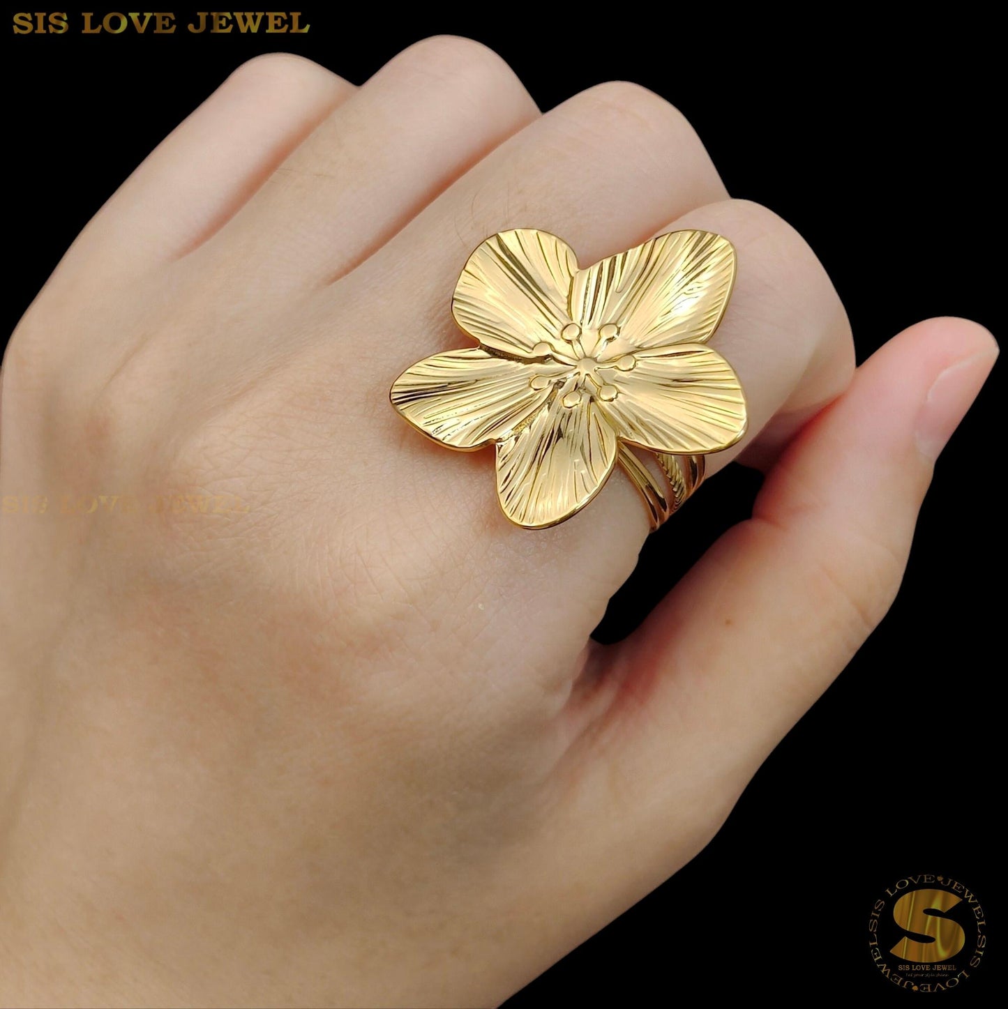 Big Flower Adjustable Ring R114