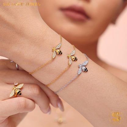 Bee Charm Zirconia Bracelet B219