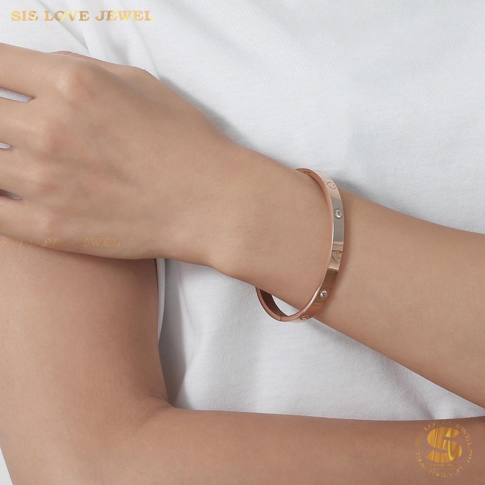 Sparkling Zirconia Oval Bangle H030 Rose Gold