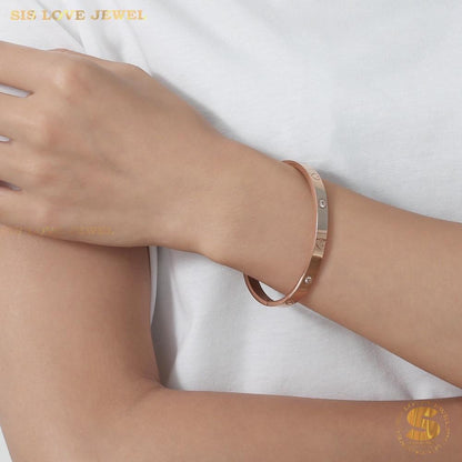 Sparkling Zirconia Oval Bangle H030 Rose Gold